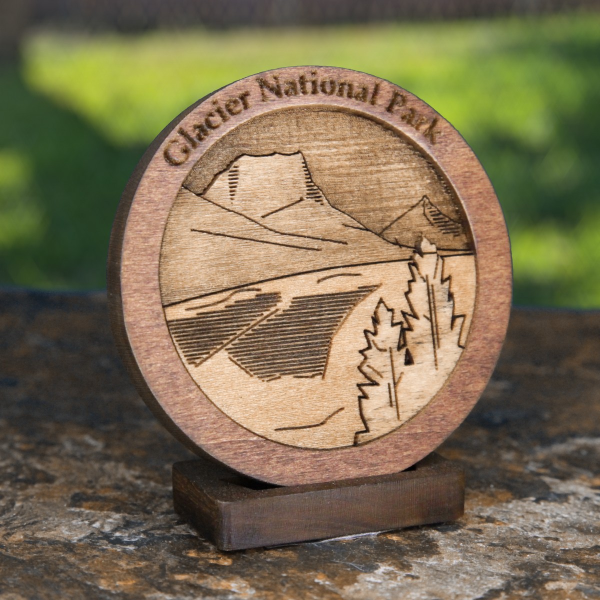 custom gifts like this solid wood medallion that you can customize with names and the date.