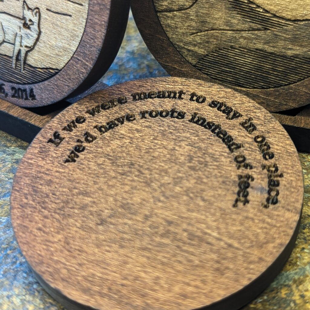 Custom saying engraved on back of medallion