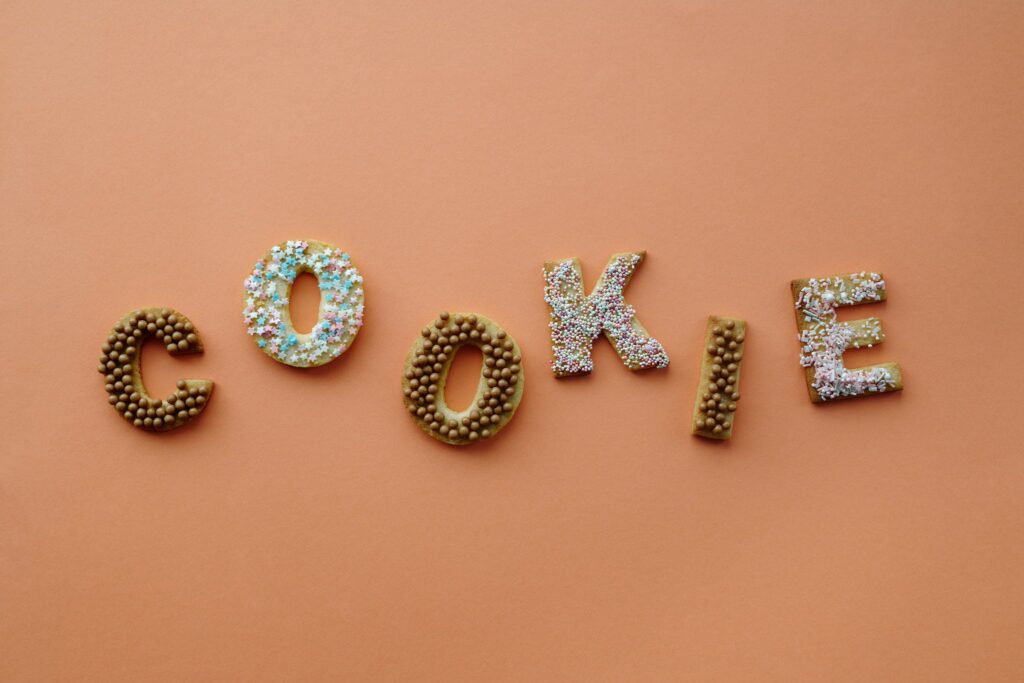 Flat Lay of Letter Shaped Cookies for cookie policy page